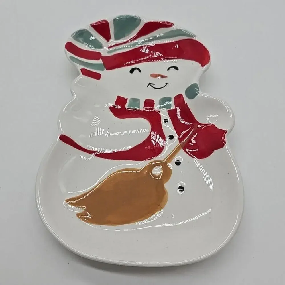 Holiday Time Christmas Snowman/Santa Holiday Ceramic‎ Bundle Spoon Rest